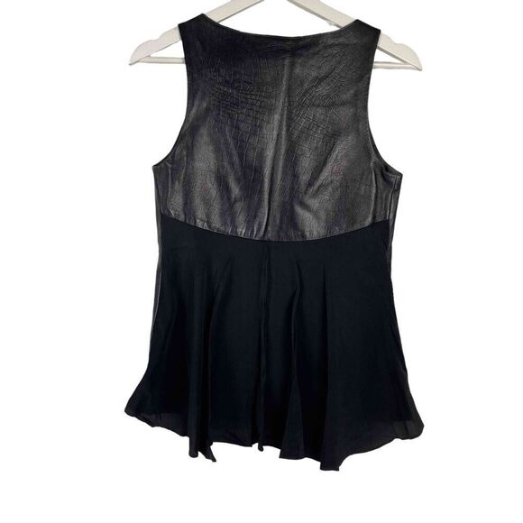 Shui Chen Lambskin Tank Top with Silk Peplum Back BLACK - Picture 3 of 9